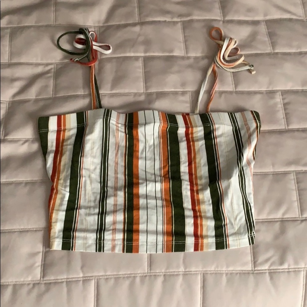 Striped forever 21 tie strap cropped top
